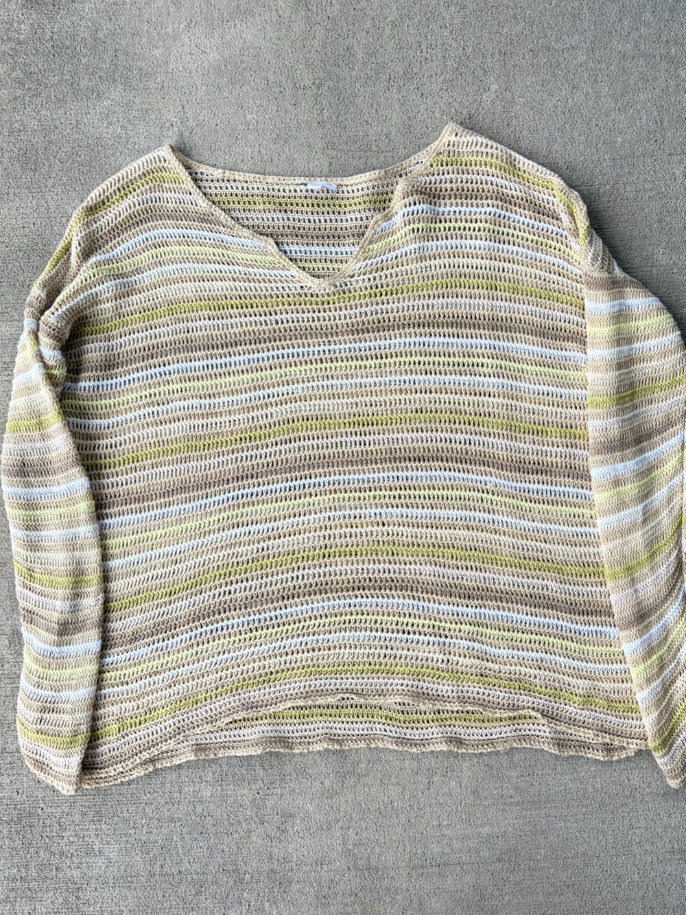 Vintage 90s J.Jill crochet knit striped long sleeve sweater jumper pullover boho
